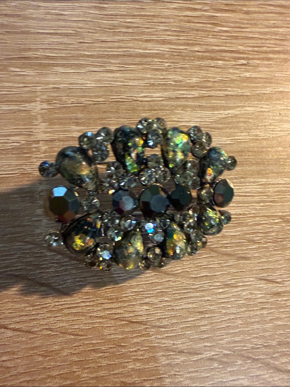 Vintage Iridescent Black Crystal Cluster Brooch - Women's Jewelry